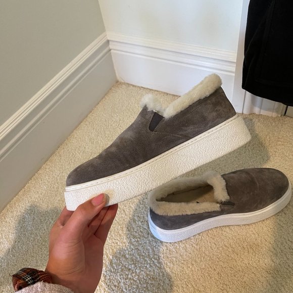PRADA suede shearling slip on sneakers - Picture 9 of 11